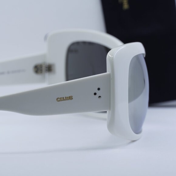 🕶️ New Celine CL40224I 25C Sunglasses - White Frame, Silver Mirror Lenses - Picture 9 of 12